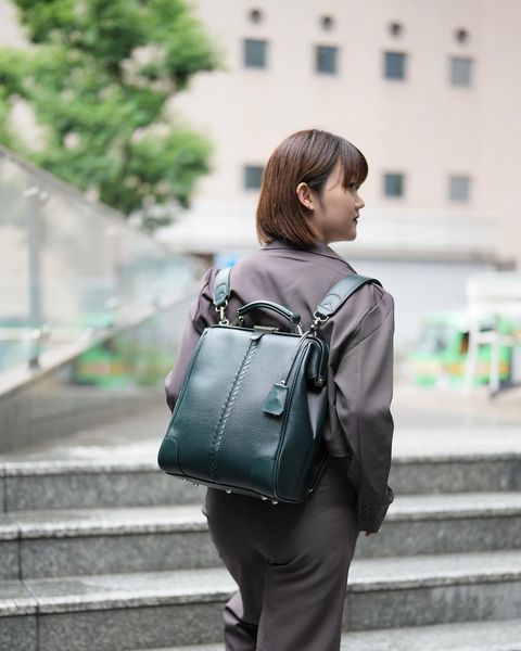 ◆豊岡鞄認定 ダレスバッグ 本革付属 Sサイズ 【ヌメ革ロングハンドルセット】 YK9【ELK】ダークグリーン