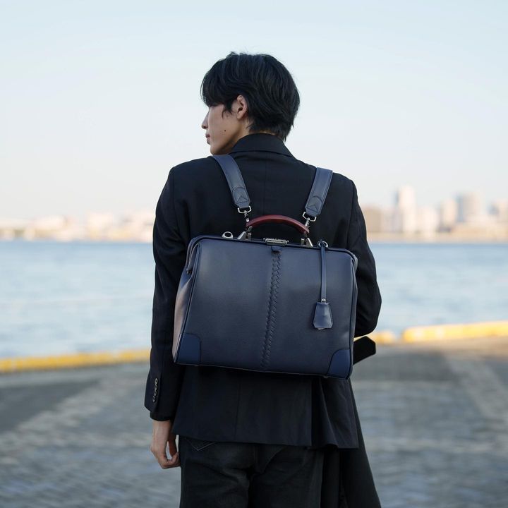 ◆豊岡鞄認定 ダレスバッグ 豊岡鞄 本革付属 Lサイズ YK2【LIZARD】ネイビー