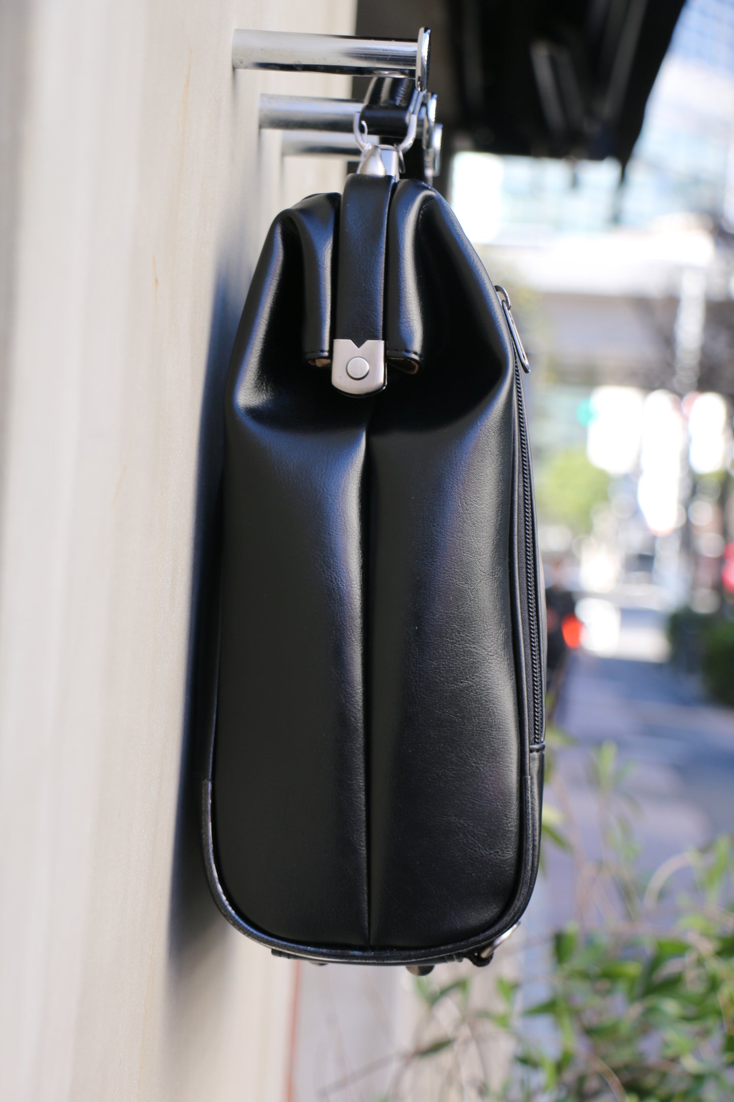 ◆【ヌメ革ロングハンドルセット】ダレスバッグ 縦型Sサイズ Y9【LIGHT】ブラック