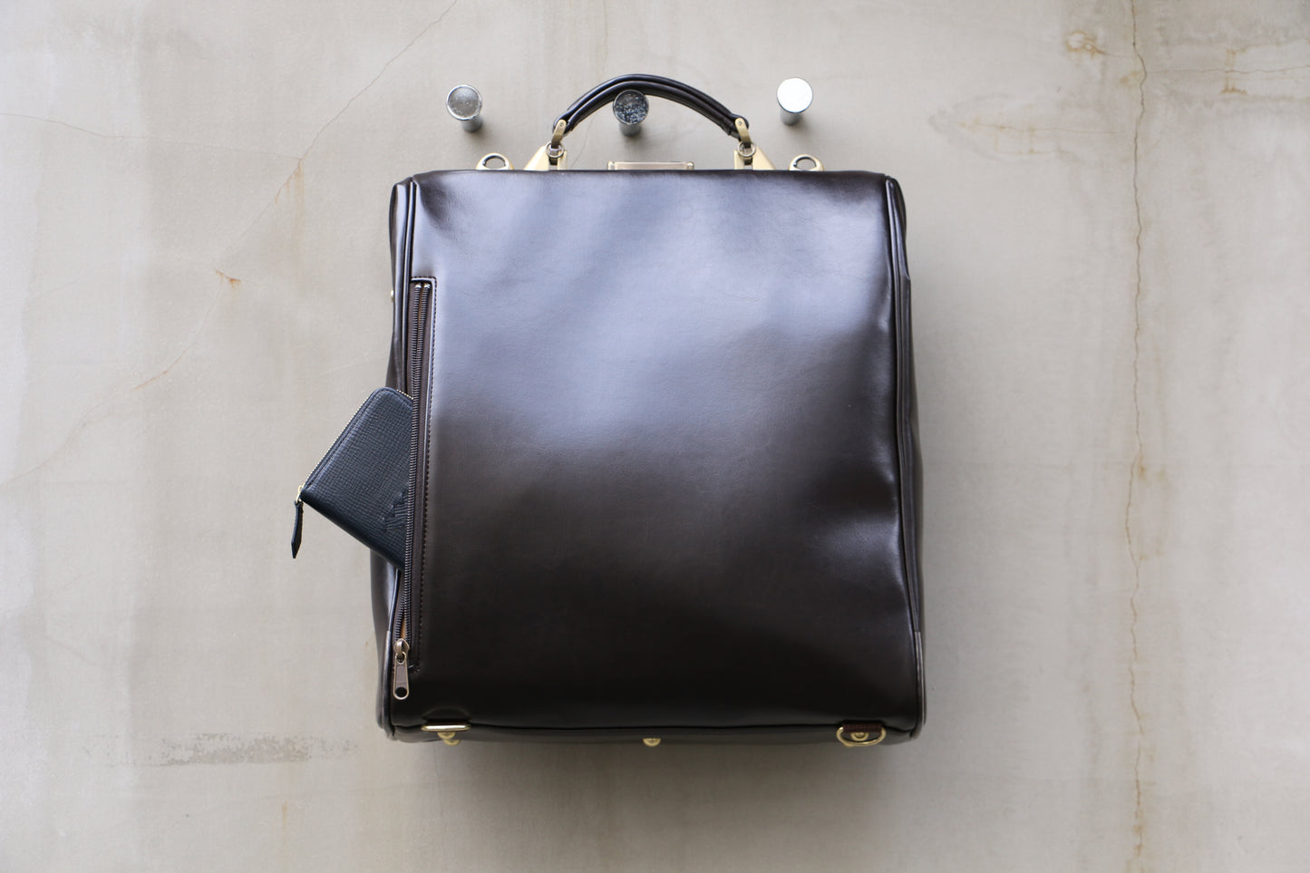 ◆【ヌメ革ロングハンドルセット】ダレスバッグ 縦型Lサイズ Y3【LIGHT】チョコ