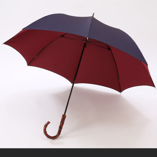 【当店限定品】Ramuda 漆塗り 長傘 ニューピンドット 漆寒竹大曲 ラムダ 甲州織  本革型押し  傘 65cm 甲州織 ピンドット ジャガード カーボン 8本骨 UV加工 細巻き  ISNL1125-RED