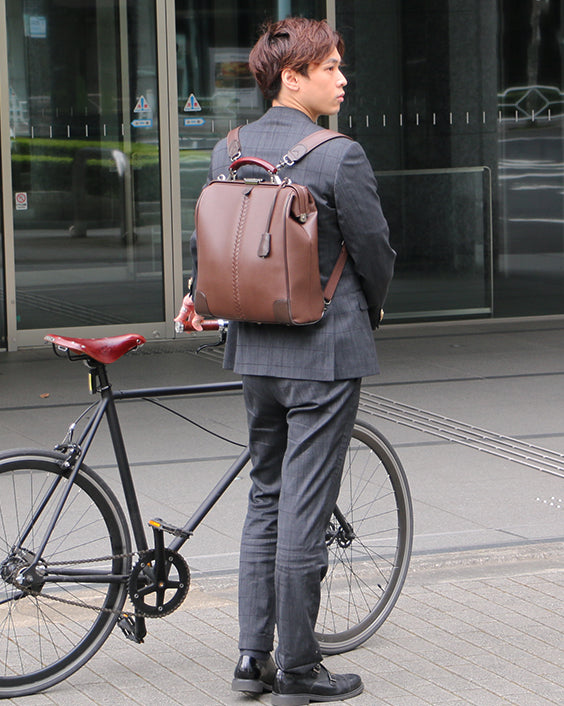 ◆豊岡鞄認定 【 漆塗り木手SET】ダレスバッグ 豊岡鞄 Mサイズ YK3M【LIZARD】チョコ
