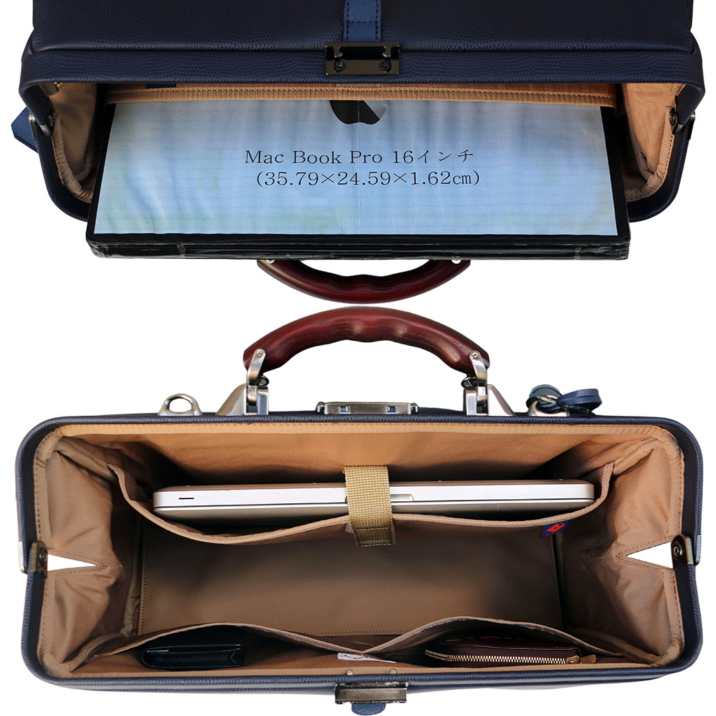 ◆【ヌメ革ロングハンドルセット】豊岡鞄認定 ダレスバッグ 豊岡鞄 本革付属 Lサイズ YK2【LIZARD】ブラック