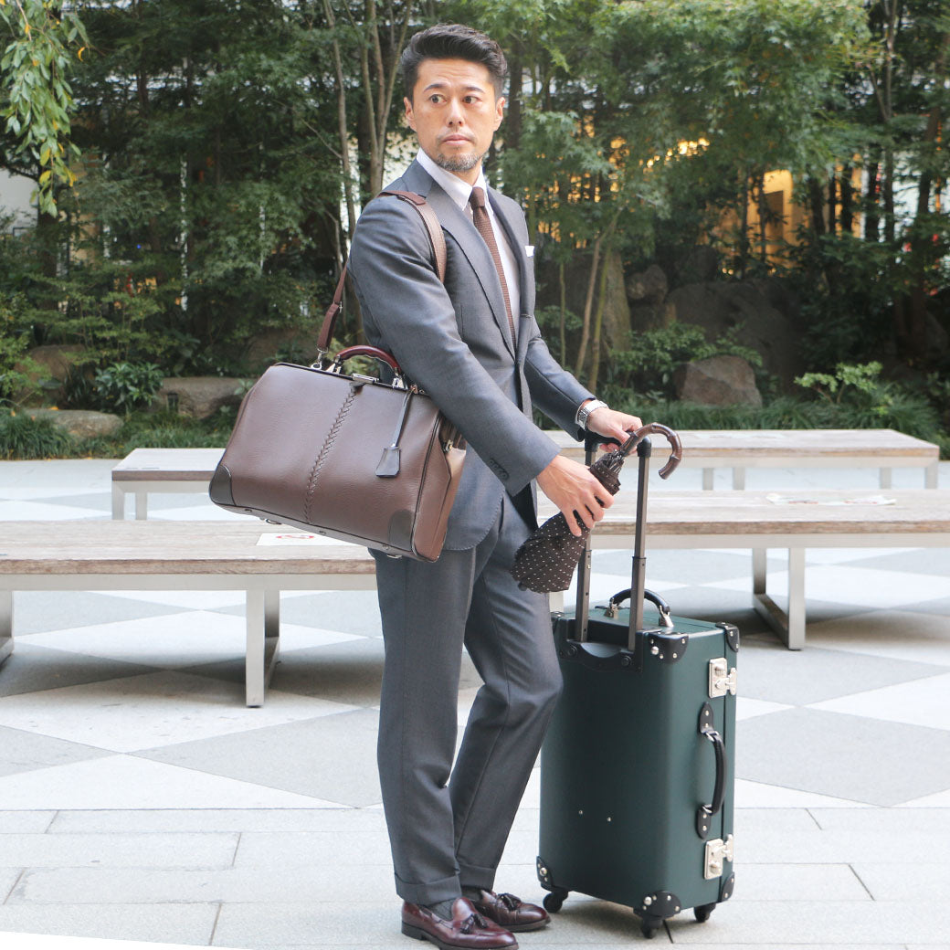 ◆豊岡鞄認定【本革ロングハンドルSET】 ダレスバッグ 豊岡鞄 本革付属 Lサイズ YK2【LIZARD】チョコ