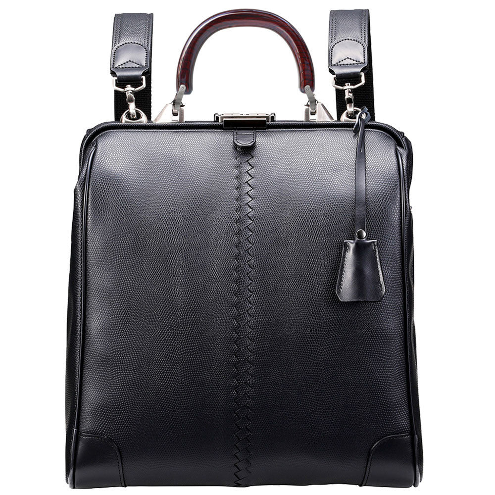 ◆豊岡鞄認定【漆塗りKIJIROロング SET】ダレスバッグ 豊岡鞄 Mサイズ ロングハンドルSET YK3M【LIZARD】ブラック