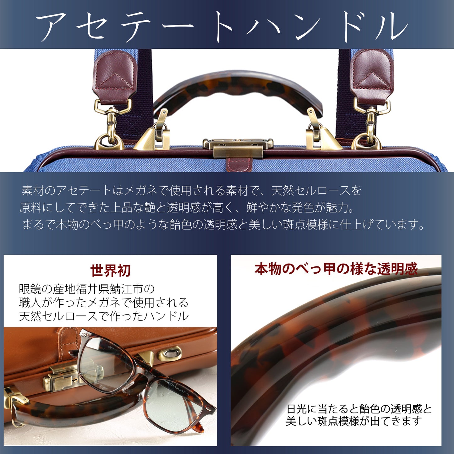 15個限定生産、2026春夏Limitedカラー「鳴門デニム」　縦型ダレスバッグL　YK3