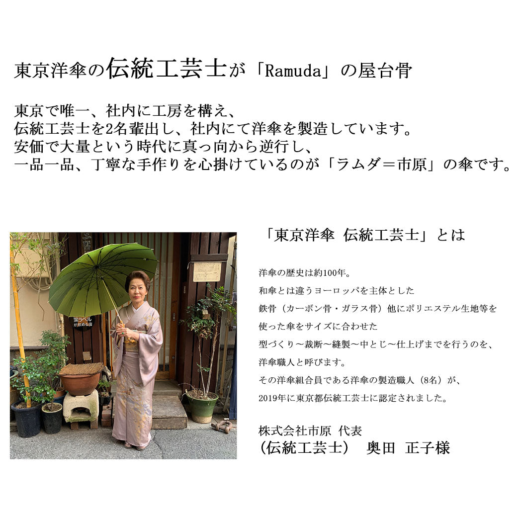 【当店限定品】Ramuda 漆塗り 折り畳み傘 レジメンタル 漆小曲 耐風骨 折りたたみ傘 軽量 55cm ラムダ 甲州織  NM216305-SAX