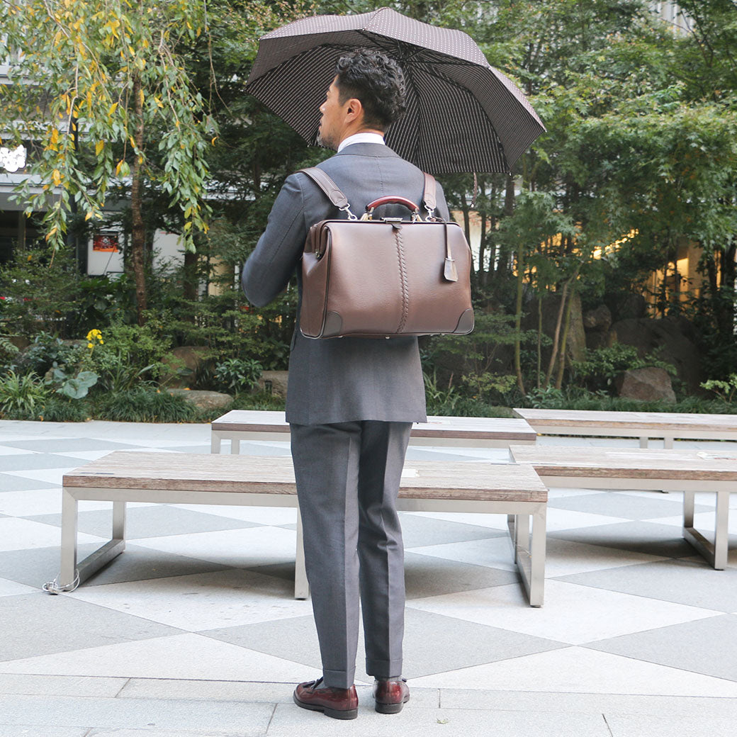 ◆【木手ロングナチュラル】豊岡鞄認定  ダレスバッグ 豊岡鞄 本革付属 Lサイズ YK2【LIZARD】チョコ