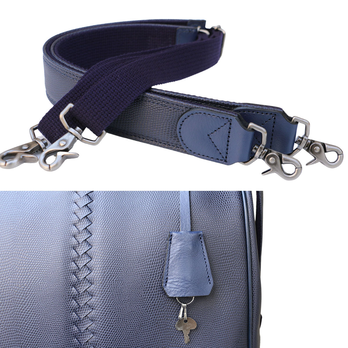 ◆豊岡鞄認定【本革ハンドルSET】ダレスバッグ 豊岡鞄 Lサイズ  YK3【LIZARD】ネイビー