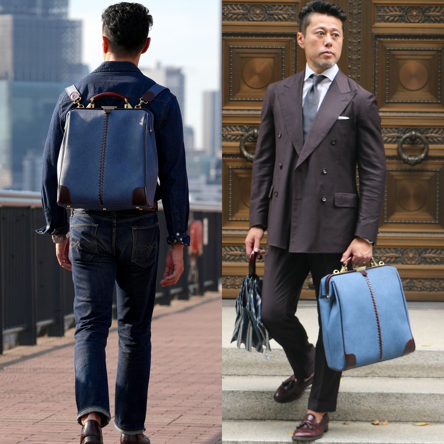 15個限定生産、2026春夏Limitedカラー「鳴門デニム」　縦型ダレスバッグL　YK3