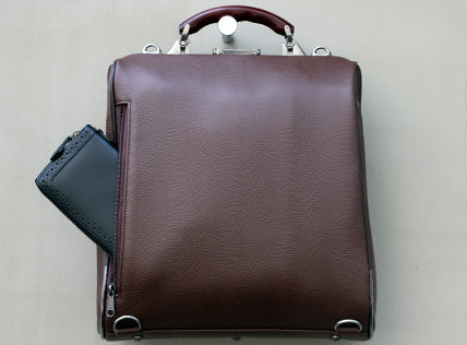 ◆豊岡鞄認定【ナチュラルロング木手ハンドル SET】ダレスバッグ 豊岡鞄 Mサイズ ロングハンドルSET YK3M【LIZARD】チョコ