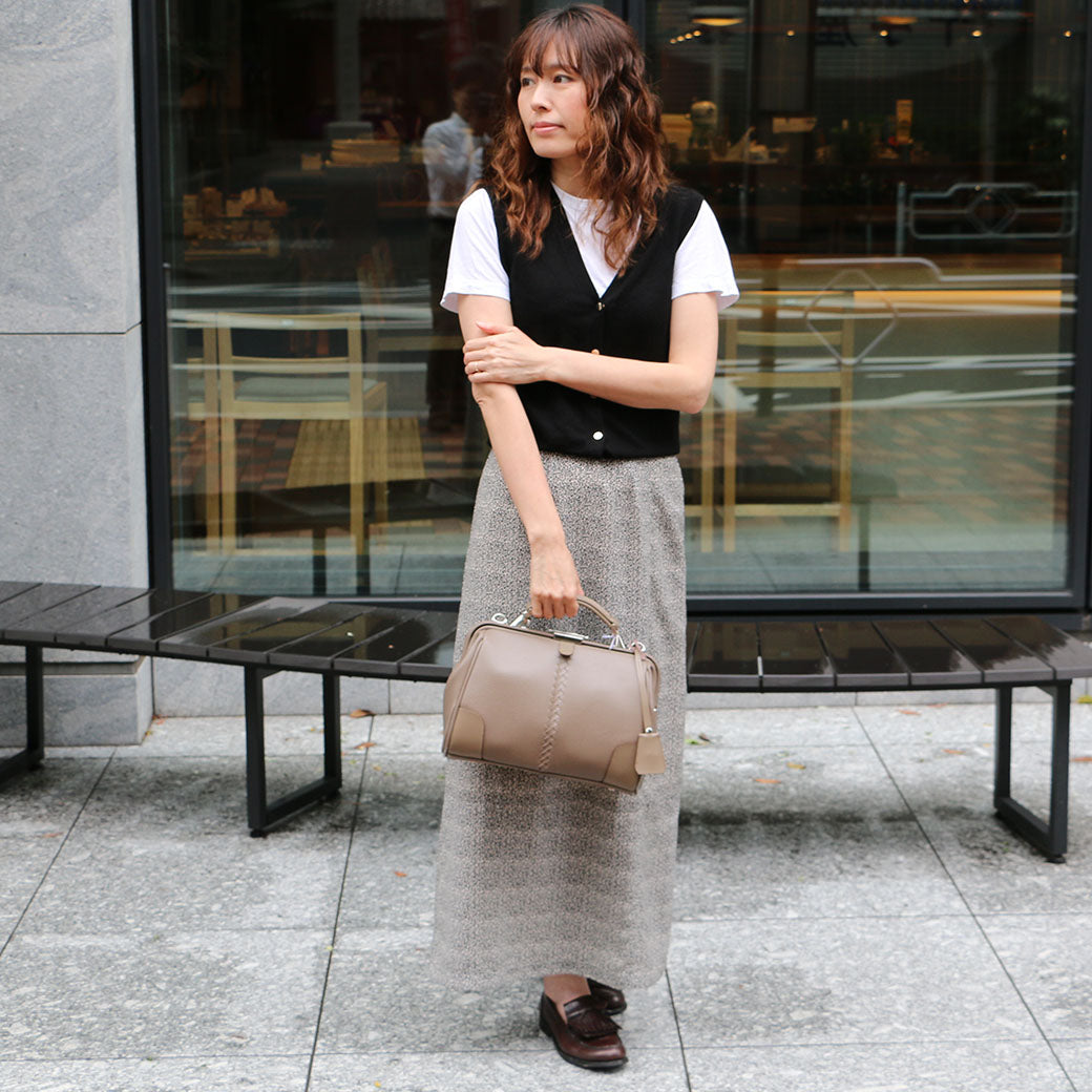 ◆豊岡鞄認定【ナチュラル木手ハンドルSET】ダレスバッグ 豊岡鞄 本革付属 XSサイズ YK59E【ELK】トープ